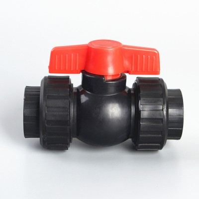 Full plastic black color double unoin pe water ball valve